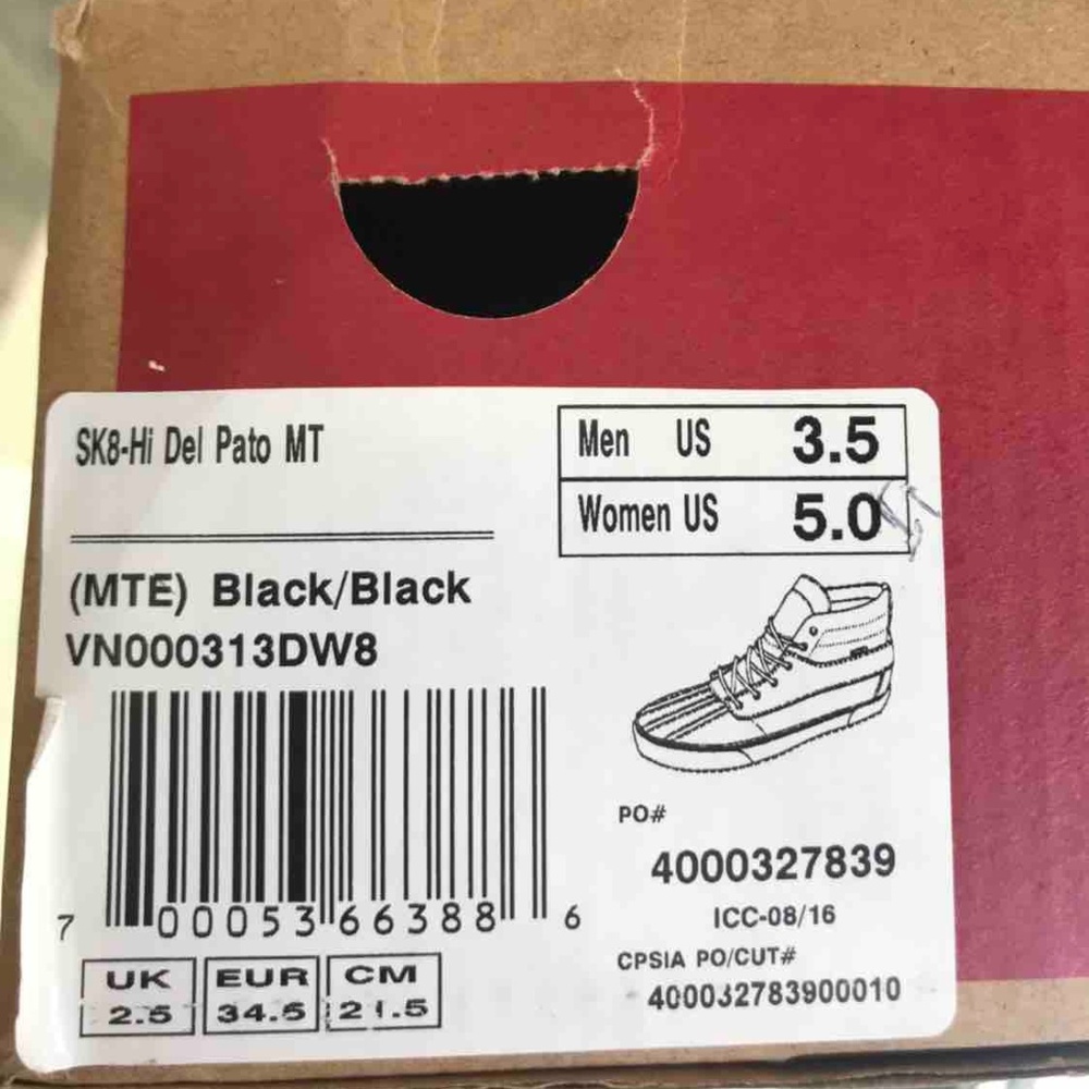 NWT SK8-HI Del Plato MTE Black Kid’s AUTHENTIC - Picture 8 of 8